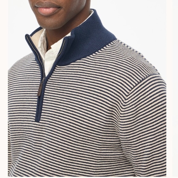 J crew Cotton striped half-zip sweater - Picture 2 of 4